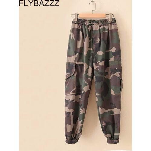 Plus Size Camo High Waist Cargo Pants Women Pockets Casual Loose Streetwear Running Pants 2019 Fashion Hip Hop Womens Trousers