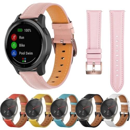 Strap Genuine Leather Band For Garmin vivoactive 4s 4 3 / venu2s SQForerunner 245 55 158 645 Replacement Smart Watch Accessories