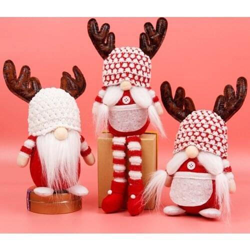 Christmas Decor Antlers Rudolph Doll Ornaments Window Welcome Desk Decor for Home Party Festival Gifts for Children