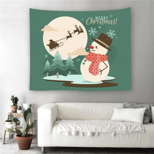 Casegrace Christmas Tapestry Cute Snowman Wall Tapestry Beautiful Snow Scene Wall Hanging Suit For Table Cloth Picnic Cloth