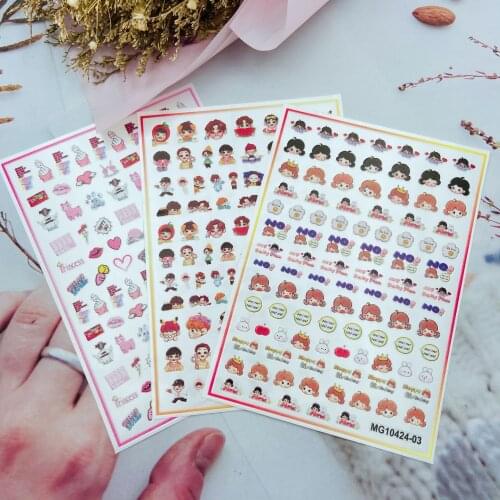 DIY Japanese Style New Arrival Back Glue Adhesive Nail Stickers Carton Girls Dry Nail Decals Manicure Nail Art Women Girls Gifts