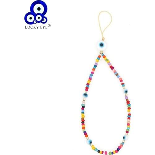 Lucky Eye Colorful Beads Turkish Evil Eye Keychain Hanging Decoration Key Chain for Women Girls Men Fashion Jewelry LE859