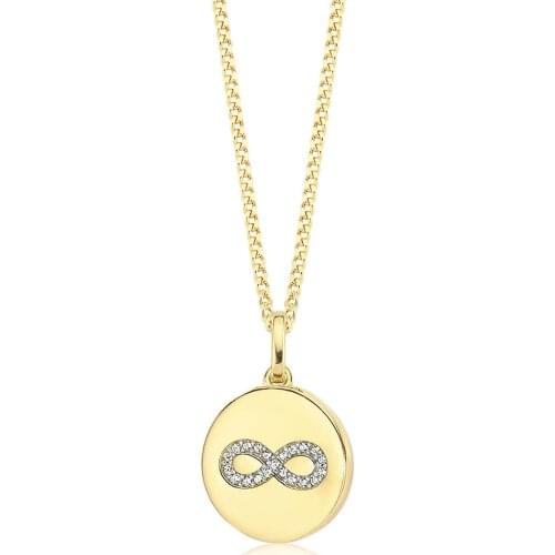 Valori Jewels Infinity Medallion, Zirconia White Gemstone, Gold Plated, Sterling Silver Charm Necklace