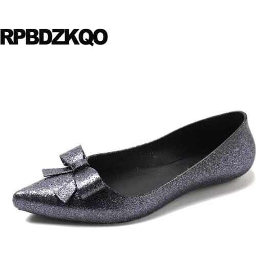 Bling China Cheap Jelly Glitter Women Designer Chinese Pointed Toe Sparkling 2021 Slip On Ladies Beautiful Flats Shoes Bow Cute