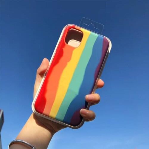 Rainbow Liquid Silicone Phone Case for iPhone 11 Pro MAX X XS MAX XR SE 2020 Rubber Protection Coque Capa Cover for iPhone 7 8
