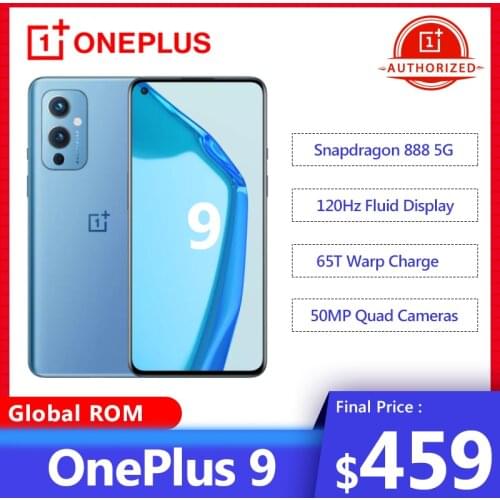 2021 Global Rom OnePlus 9 5G Smartphone Snapdragon 888 Android 11 6.55'' 4500 mAh 120Hz Fluid AMOLED NFC Oneplus9 Mobile Phone