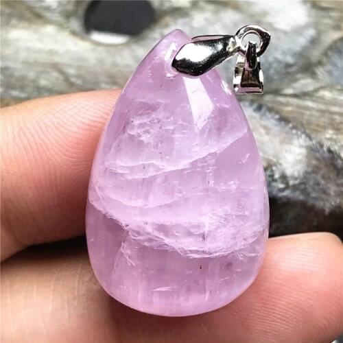 Top Natural Purple Kunzite Stone Pendant Jewelry For Women Man Crystal Healing Silver 28x18x10mm Beads Water Drop Gemstone AAAAA