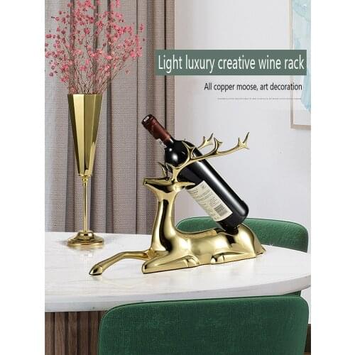 Home Living Room Decoration Pure Copper Red Wine Rack For Moose Storage Items Originality Home Supplies Utensils For Kitchen Gif