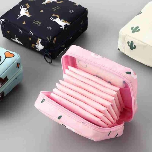 Waterproof Tampon Storage Bag Cute Sanitary Pad Pouches Portable Makeup Lipstick Key Earphone Data Cables Organizer