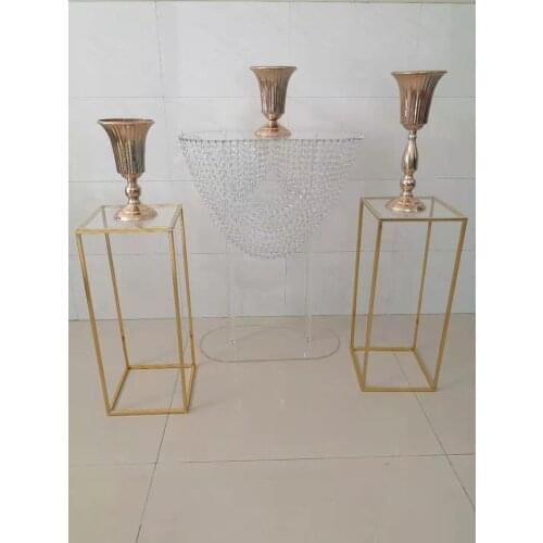 80 CM Tall Acrylic Crystal Table Flower Rack With 60 CM Tall Iron Plinth For Wedding Holiday Centerpieces Event Party Decoration