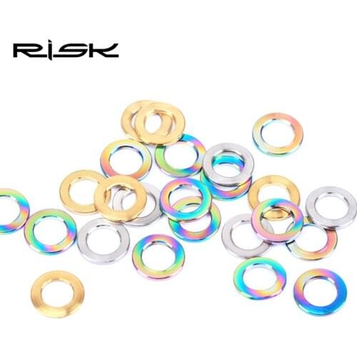 RISK 10pcs M5 M6 Titanium Ti Bolt Spacer Universal Cycling Bicycle Stem Brake Bolt Screw Washers Bolts Gasket Bike Parts 5mm/6mm