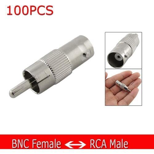 100Pcs BNC Female to RCA Male Coax Cable Connector Adapter Plug For CCTV Camera RCA plug to BNC Converter