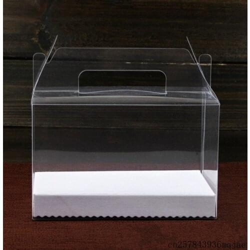 100 Pcs Transparent Gift Boxes Moon Cake Box Clear Cupcake Boxes with Handle Mooncake Packaging Boxes DIY Baking Storage Box