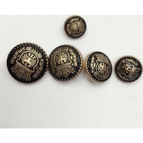 100pcs high grade casual ladies' jeans embossed crown shank metal buttons solid color cost sewing buttons for clothes 15-25mm