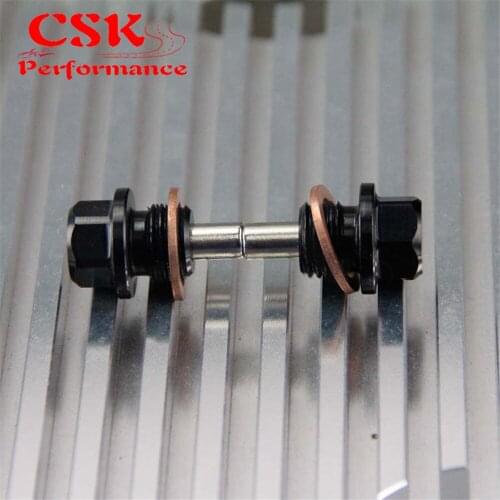 2 Pcs M14 X 1.5 Engine Magnetic Oil Pan Drain Plug Bolt Anodized Crush Washer Black