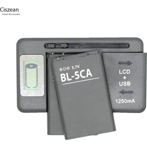 2x BL-5CA phone Replacement Battery + LCD charger For Nokia 1110 1111 1112 1200 2310 5130XM 7600 N70 E60 5030 C2-00 C2-01 X2-01