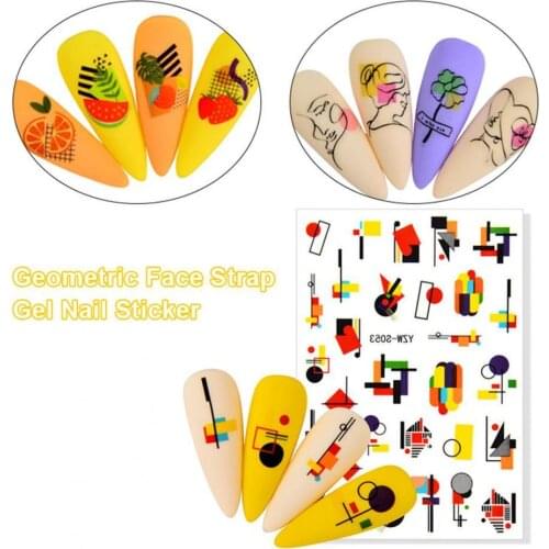 3Pcs Nail Sticker Self-Adhesive Long-lasting Multi-functional Abstract Lady Face Avocado Color 3D Nail Sticker for Girl
