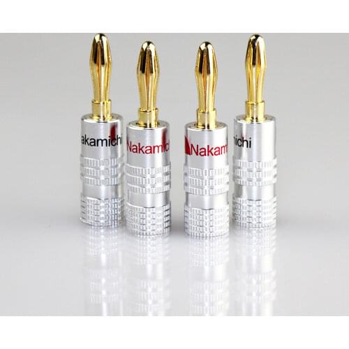 4pcs Banana Connector 4mm Speaker banana plugs 24K Copper gold plated Banana Jack match with 4mm binding post