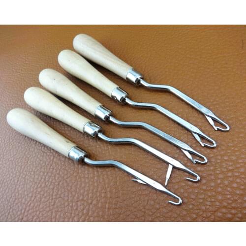 5pcs CROCHET NEEDLE Latch Hook Weave Hair Extension Leather Craft Tool Sewing Stitching Carving Stamping Knife Cutter Punch Awl