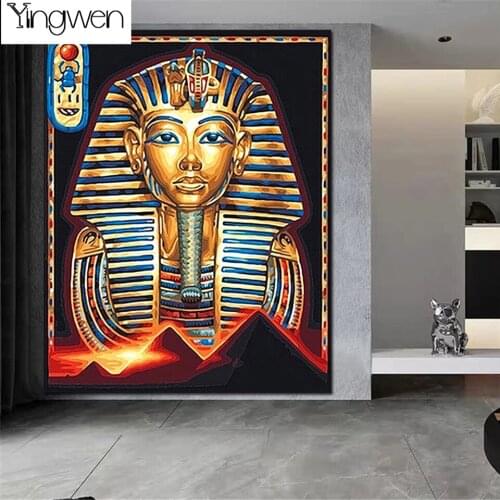 5D DIY Diamond Painting Egyptian Pharaoh Full Diamond Embroidery Cross Stitch Kits Mosaic Rhinestones Classical Home Decor Gift