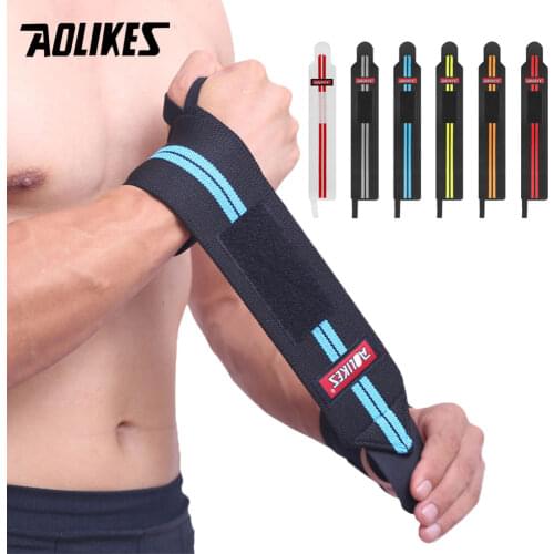 AOLIKES 1PCS Wrist Support Gym Weightlifting Training Weight Lifting Bar Grip Barbell Straps Wraps Hand Protection Wristbands