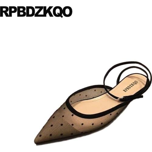 Pointed Toe Pointy Flats Sandals Cheap Shoes China Breathable Mesh Designer Ladies Slingback Nude Chinese Polka Dot 2021 Summer