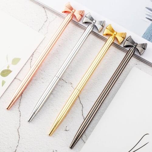 Ellen Brook 1 PCS Ballpoint Pen School Supply Stationery Office Fashion Cute Bow Gift Metal Nurse Pen