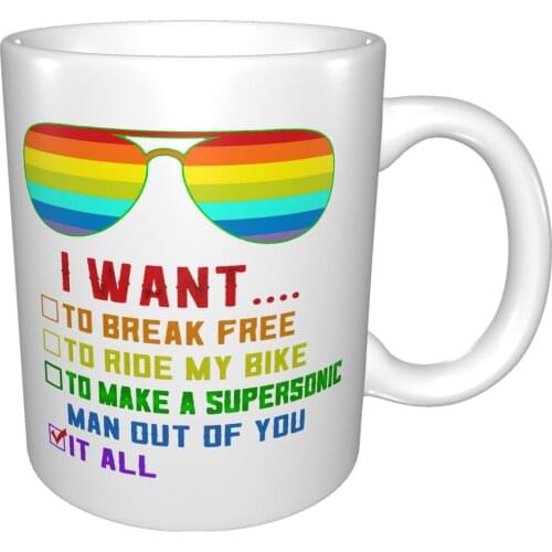 Freddie Mercury Swea Lgbt I Want To Break Free Gay Pride Queen Bicycle Love Mug Coffee Cup Coffee Mug Gift Cup