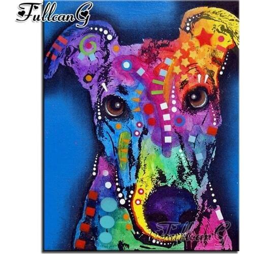 FULLCANG diy diamond mazayka greyhound dog diamond painting full square/round drill 5D embroidery rhinestone animal decor FC1796