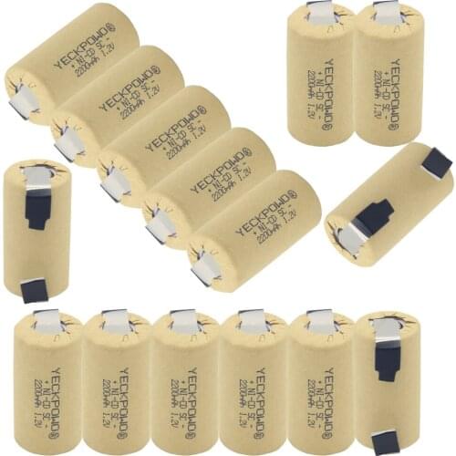 Real capacity guaranteed 15 pcs SC batteries 2200mAh 1.2V sub C battery NICD welding tabs for electric drills akkus for metabo