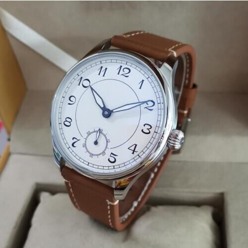 GEERVO no LOGO 44mm White dial Manual mechanical mans watch ST3621 movement Mineral glass or sapphire crystal
