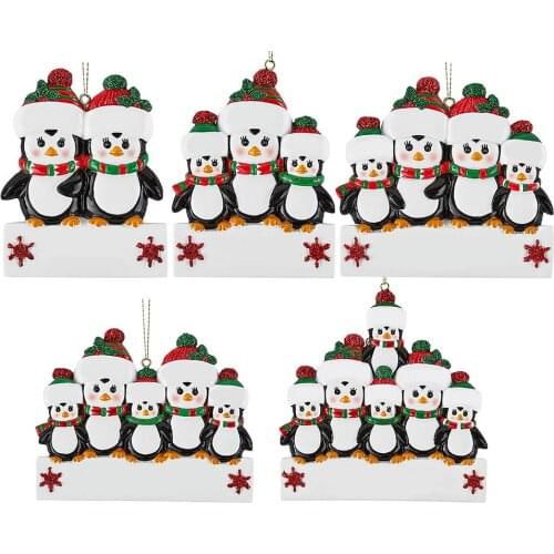 Quarantine 2020 Penguin Family Christmas Tree Ornament Personalized Hanging DIY Handwritten Name Bless Decor Pendant for Family