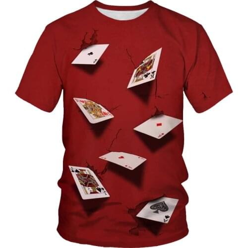 Summer fashion mens and womens shirts 3D playing cards printed casual T-shirt mens hip-hop clothing Asian size S-6XL