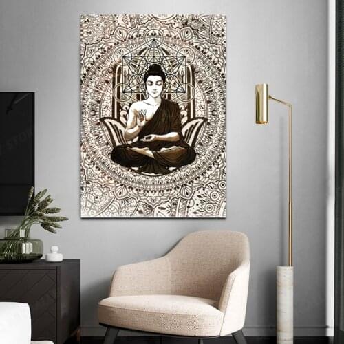 Mandala Warm Buddha religious modern art Canvas posters and prints canvas living room painting