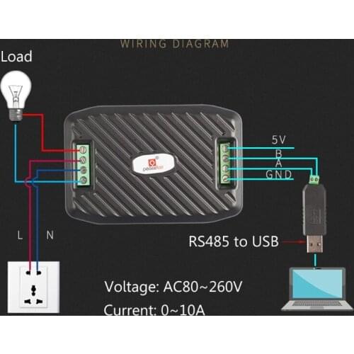 AC 100A Voltage Current Energy Hz Power factor RS485 Modbus Module with CT + USB