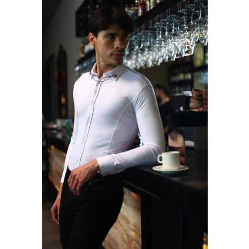 Oxide Hilti Collar Chain Extra Slim Fit Lycra Male Shirt