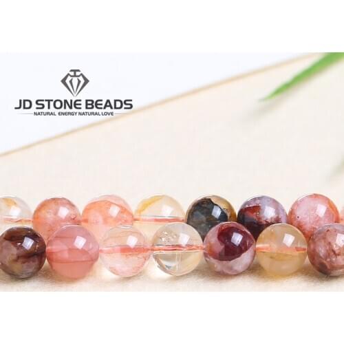 Natural Red Lucky Multicolor Quartz Beads Round Loose Beads For Jewelry DIY Making Bracelet Accessories 6/8/10/12mm