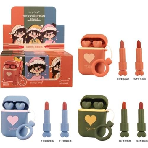 New Arrival Matte Double Tube Lipstick Cute Moisturizing Long-Lasting Lipstick Girl Cute Velet Lips Two Colors/Set 9423