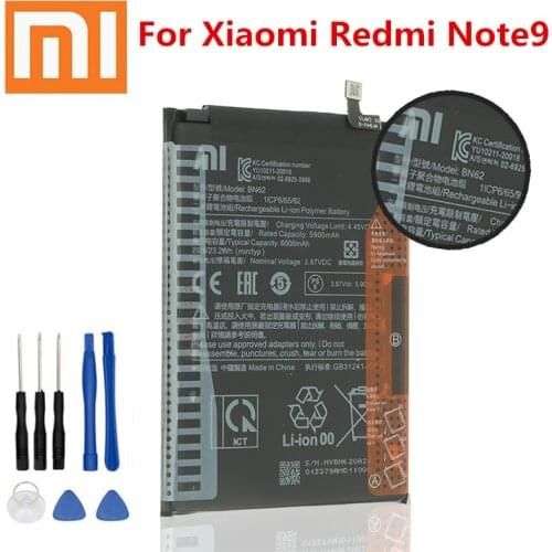 Xiao Mi Original 6000mAh BN62 Phone Battery For Xiaomi Redmi Note9 4G High quality Batteries With Tools+Tracking number