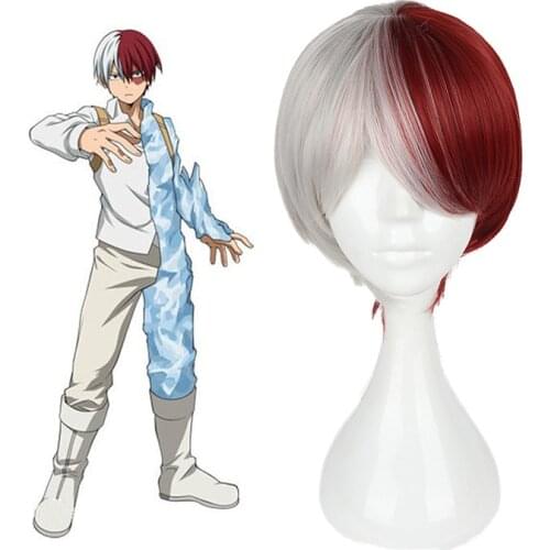 My Hero Academia Boku no Hiro Akademia Shoto Todoroki Shouto White And Red Cosplay Wig+Wig Cap