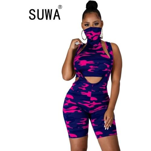 Casual Camouflage Womens Set Tee Tops Knee Overall Length Shorts Sweatpants Suit Tracksuit Matching Set Fashion Outfit