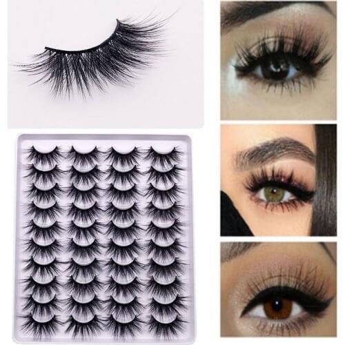 20Pairs 4D Mink lashes False Eyelashes Dramatic/Thick Long Eye Lashes Wispy Makeup Eyelashes Extension Tools