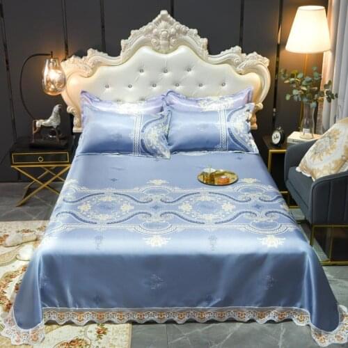 Luxury Lace Style Bed Sheet Set 3pcs/set Summer Cool Bed Mat Queen Size Home Decor Breathable Bed Sleeping Mat