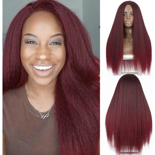 AZQUEEN Synthetic Wigs Yaki Straight Headband Natural Fake Hair For Black Women Curly Brazilian Black Red Afro Womens Wig