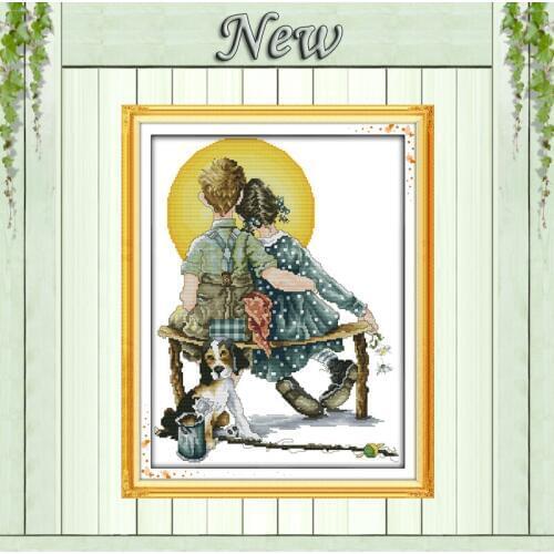 Sweet love dog couple decor painting Counted Printed on canvas DMC 11CT 14CT chinese Cross Stitch kits Needlework Sets embroider