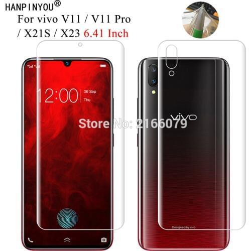 For vivo V11 Pro X21s X23 6.41" Soft TPU Front Back Full Cover Screen Protector Transparent Protective Film + Tools (Not Glass)