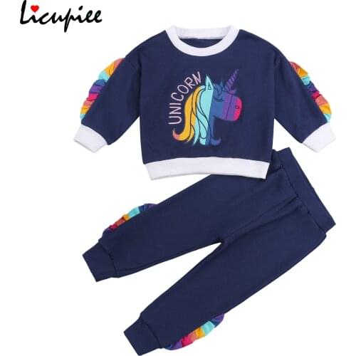 1-6 Years 2pcs Little Girls Outfit, Spring Autumn Sweet Style Cartoon Pony Long Sleeve Round Collar Hoodie + Lace Trousers Set