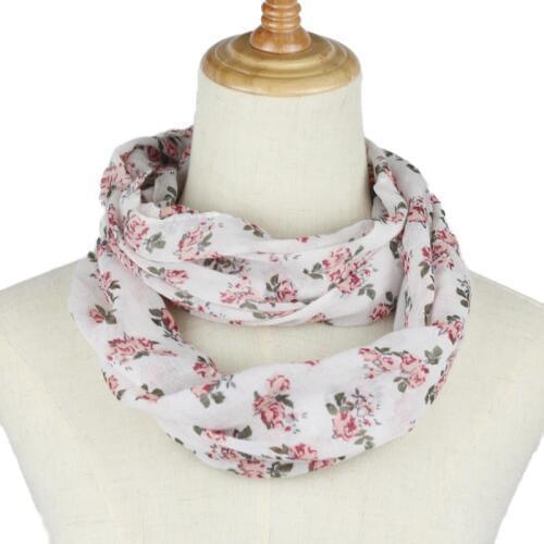 Women Fashion Floral Loop Scarf Autumn Spring Rose flower Printed Snood Ring Scarves Ladies Twill Viscose Infinity Scarfs