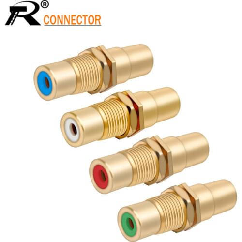 1PC RCA Wire Connector Gold-plated RCA Female Socket Straight Adapter With Screw Nuts RCA Female to Female Conversion Plug