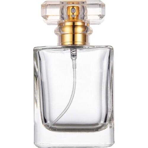1 Pcs Refillable Perfume Bottles Transparent Gold Travel Sprayer Thick Glass Mist Dispenser Empty Atomizer 30ml 50ml